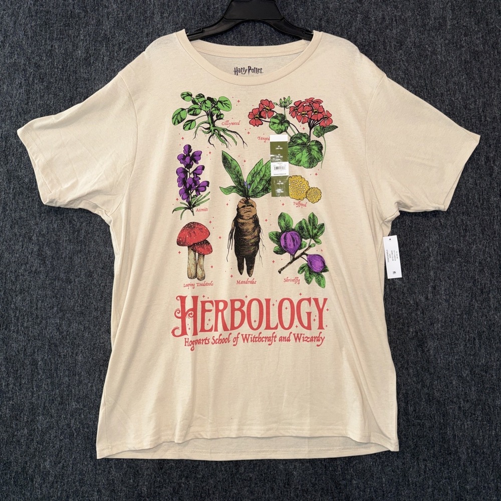 Harry Potter‎ Herbology Hogwarts Graphic Tee Shirt XL Mandrake Wizarding World